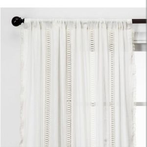 2 lace trim curtain panels 42"×84"